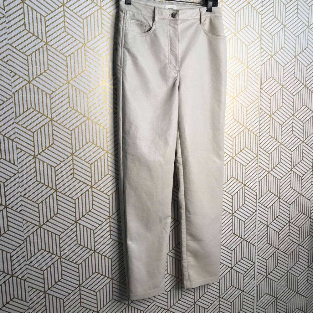 Wilfred Womens Faux Leather Pants Size 6 Ivory Straight Leg 5-Pocket - Picture 6 of 10